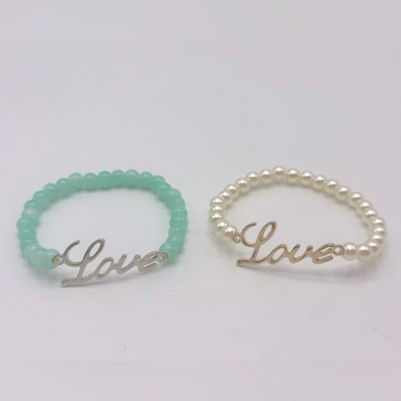 Love Stretch Bracelet Set Faux Pearl & Beads‎ - Picture 3 of 5